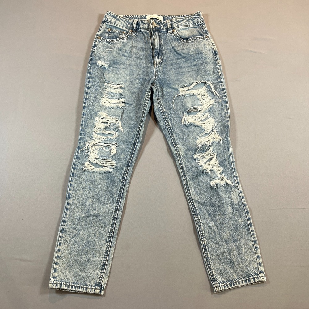 Almost Famous Ripped Jeans Girls 5 Blue Denim Cotton Mid Rise Acid Wash Zip Fly